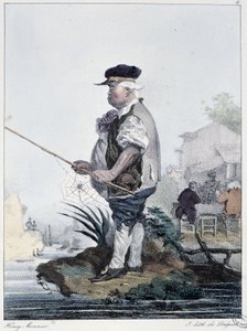 Mann som fisker:” Alle tar gleden der de finner ham”” - i “” Les pastemps”” av Henri Monnier, red. Delpech, Paris av Henri Bonaventure Monnier