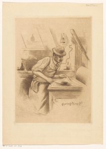 Skriver i studioet hans av Henri Boutet (possibly)