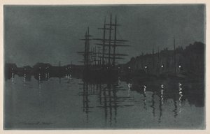 Effekten av månen ved Dieppe, ca. 1885. av Henri Charles Guérard