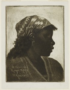 Head of Negress, ca. 1888 (mezzotint) av Henri Charles Guérard