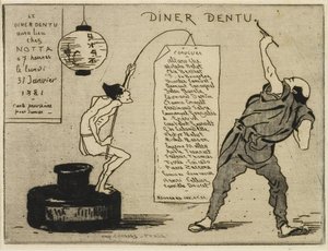 Japansk på et blekkstativ, 1881 (etsing, tørrnål)