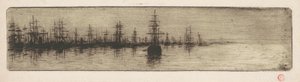 Tall Ships i en havn av Henri Charles Guérard