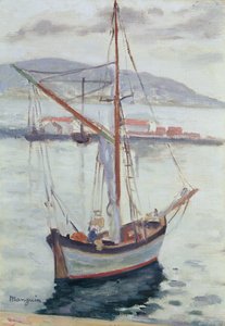 Yachter på Saint Tropez (olje på lerret) av Henri Charles Manguin