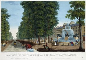 Fontene eller vannslott til Bd St Martin - i "" Vues de Paris"" av Courvoisier av Henri Courvoisier-Voisin
