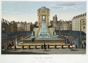 The Fountain of the Innocents, rundt 1820 - i ""Views of Paris"" av Courvoisier 1827 av Henri Courvoisier-Voisin