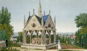 Graven til Heloise og Abelard på Pere Lachaise-kirkegården, 1815-20 (fargegravering)