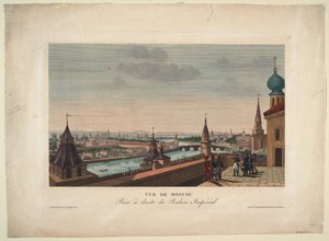 Utsikt over Moskva, tatt fra balkongen til det keiserlige palass, 1812 av Henri Courvoisier Voisin