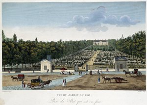 Utsikt over Jardin du Roi (plantehagen) tatt fra broen overfor - i "" Views of Paris"" av Courvoisier av Henri Courvoisier Voisin