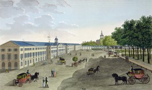 Utsikt over det nye galleriet til naturhistorisk museum ved Jardin des Plantes i Paris, gravert av Claude Fortier (1775-1835) (fargegravering) av Henri Courvoisier-Voisin