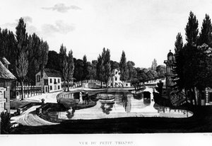 Utsikt over Peer Trianon i Versailles - tegning av Courvoisier av Henri Courvoisier-Voisin