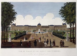 Utsikt over palasset og hagen til Tuileriene - i "" Vues de Paris"" av Courvoisier av Henri Courvoisier Voisin