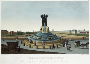 Utsikt over triumffontenen ved Bastillen - i "" Views of Paris"" av Courvoisier av Henri Courvoisier-Voisin