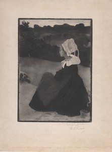 Bretonne assise (Sittende Bretonsk kvinne) ca. 1893 (myk bakken etsing og akvatint)