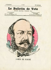 Stemmeseddel 2. serie, Satirical in Colours: De Juigne Comte - Illustrasjon av Henri Demare (1846-1888) av Henri Demare