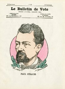 Stemmeseddel 2. serie, Satirisk i farger: Strauss Paul - Illustrasjon av Henri Demare (1846-1888) av Henri Demare