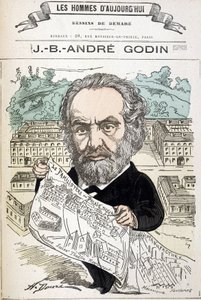 Jean Baptiste André Godin (1817-1888), industrimann grunnlegger av familien. Tegning av Demare I "The men of today"".