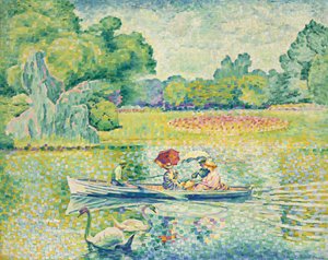 Båtliv i Bois de Boulogne; Båttur i Bois de Boulogne, ca. 1899-1900 av Henri Edmond Cross