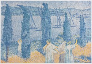 Promenadelandskapet med sypresser, La Promenade Paysage aux cyprès, 1897. av Henri Edmond Cross