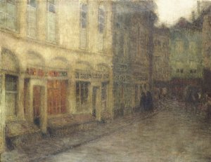 Square in Ypres, Dusk, ca. 1898 (olje på lerret) av Henri Eugene Augustin Le Sidaner