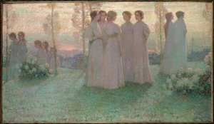 Søndag (maleri på lerret) av Henri Eugene Augustin Le Sidaner