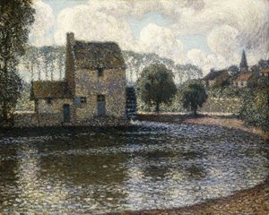 Den grå vindmøllen; Le Moulin Gris av Henri Eugene Augustin Le Sidaner