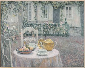 Den rosa duken av Henri Eugene Augustin Le Sidaner