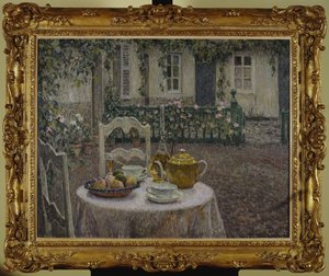 Den rosa duken av Henri Eugene Augustin Le Sidaner