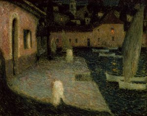 The Small Port, Twilight (olje på lerret) av Henri Eugene Augustin Le Sidaner