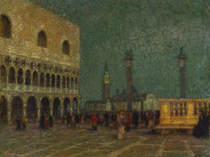 Venezia, Markusplassen, ca. 1914 (olje på lerret) av Henri Eugene Augustin Le Sidaner