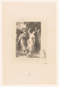 Bacchantes danser og lager musikk Bacchus Dikt av André Chénier (serietittel) Illustrasjoner pour les Poésies d