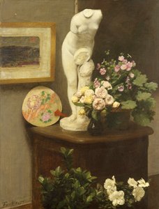 Blomster og diverse gjenstander av Ignace Henri Jean Fantin-Latour