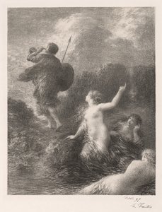 Goetterdaemmerung: Siegfried og jentene av Ignace Henri Jean Fantin-Latour