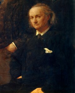 Portrett av Charles Baudelaire - detalj av: "" Homage to Eugene Delacroix"" Maleri av Henri Fantin Latour (Fantin-Latour av Ignace Henri Jean Fantin Latour