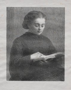 Lesing: Portrett av kunstnerens søster av Ignace Henri Jean Fantin-Latour