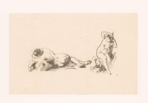 Studieark med to nakne kvinner av Ignace Henri Jean Fantin Latour