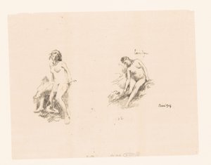 Studieark med to nakne kvinner av Ignace Henri Jean Fantin-Latour