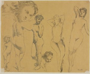 Studier av kvinnelige nakenbilder av Ignace Henri Jean Fantin Latour