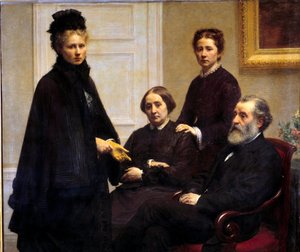 Dubourg-familien Mr og Mrs Dubourg og deres døtre: Victoria, kona til kunstneren, og Charlotte representert i sorg. Maleri av Henri Fantin Latour (Fantin-Latour av Ignace Henri Jean Fantin Latour