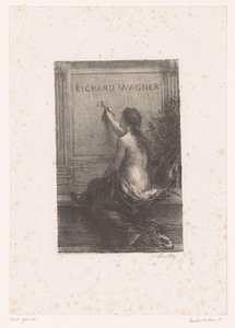 Titteltrykk for: Richard Wagner, sa vie et ses œuvres Richard Wagner (tittel på objekt) Udødelighet Liv og verk til Richard Wagner (serietittel) av Ignace Henri Jean Fantin Latour