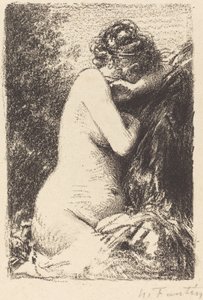 Weeper: Studie av en naken kvinne, sittende med profil til høyre av Ignace Henri Jean Fantin Latour