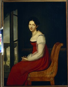 Portrett av prinsesse Varvara Sergeevna Dolgorukova, født Gagarina (1793-1833) (Prinsesse Varvara Sergeyevna Dolgorukova) - Maleri av Henri Francois Riesener (1767-1828), olje på lerret (96,8x125 cm)