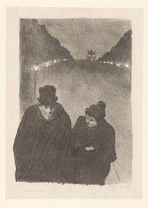 Mann og kvinne på gaten om natten av Henri Gabriel Ibels (attributed to)