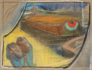 Menn som sleper en lekter [Studie for Boubourouche] av Henri Gabriel Ibels