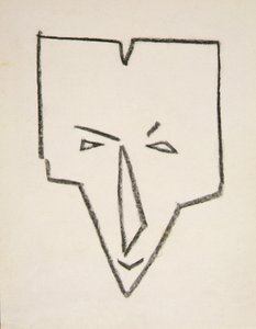 Etnisk maskehode (svart kritt på papir) av Henri Gaudier Brzeska