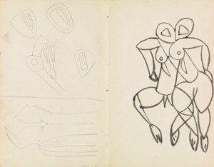 Fem abstrakte skisser og studier for mannlige og kvinnelige figurer av Henri Gaudier Brzeska