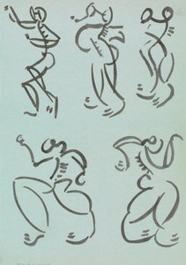 Fem studier av dansende figurer av Henri Gaudier-Brzeska