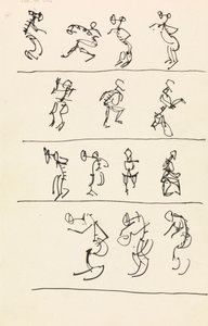 Fire registre over fjorten dansende figurer av Henri Gaudier-Brzeska