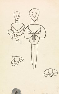 Fire studier for to figurdesign av Henri Gaudier-Brzeska