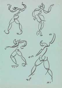 Fire studier av dansende figurer av Henri Gaudier Brzeska