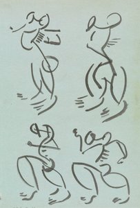 Fire studier av dansende figurer av Henri Gaudier-Brzeska